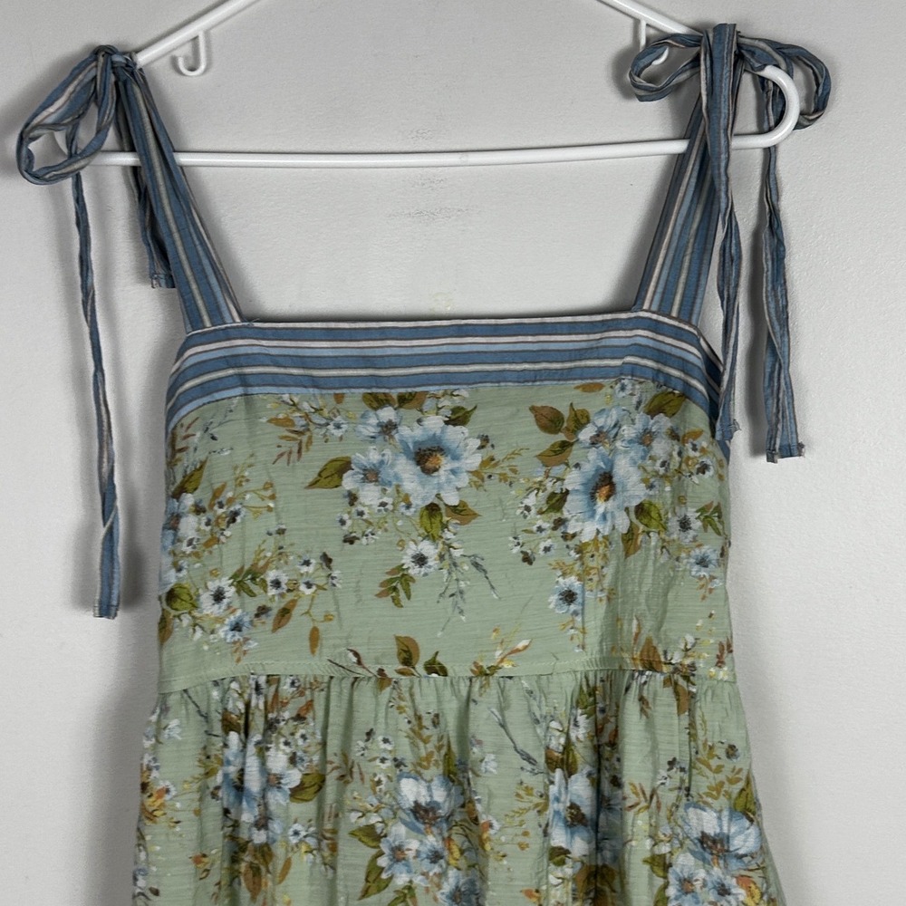 SOLD Floral Cottagecore Prairie Tiered Maxi Dress Size Large Tie Shoulders Boho - Picture 8 of 14